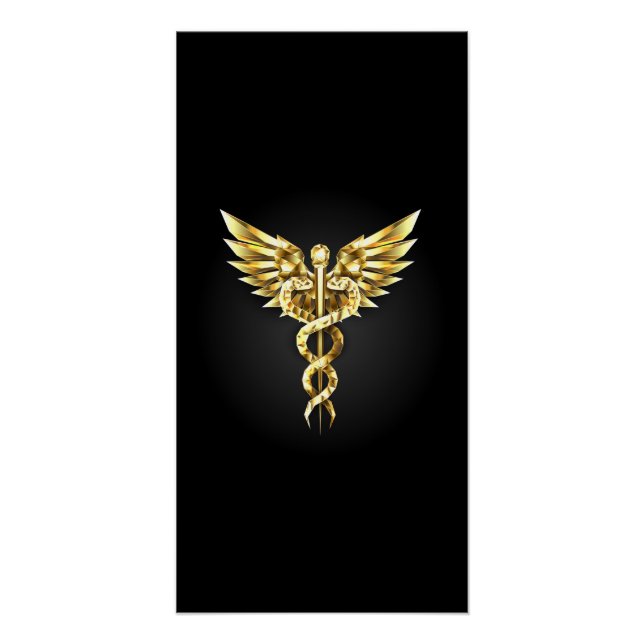 Poster Symbole Polygonal Or Caduceus (Devant)