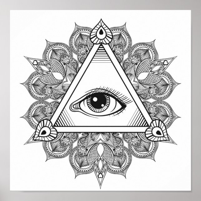 Poster Symbole pyramide des yeux Doodle 2 (Devant)