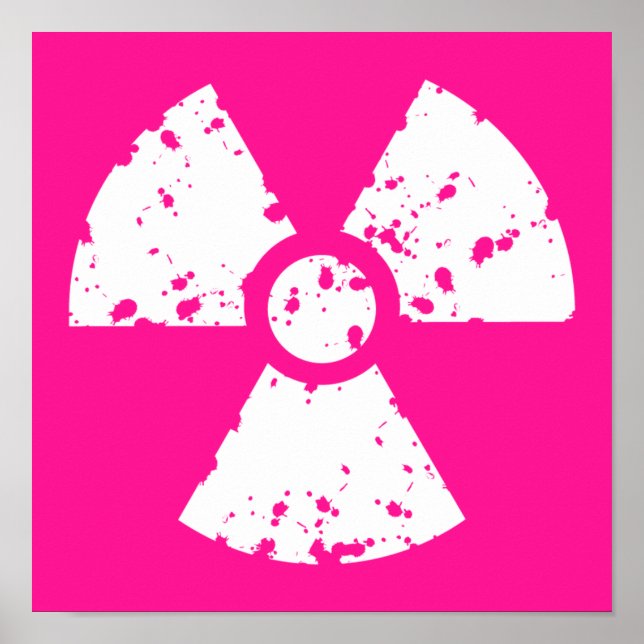 Poster Symbole radioactif rose chaud (Devant)
