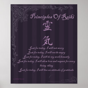 Poster Symbole Reiki Principes juste pour aujourd'hui