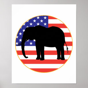 Poster symbole républicain design d'éléphant