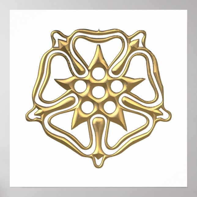 Poster Symbole Rose "3D" d'or (Devant)