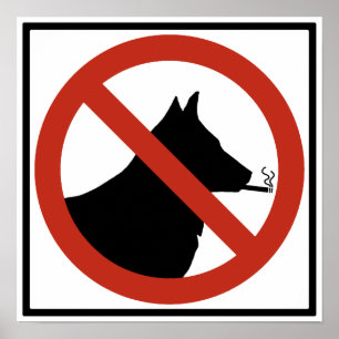 Poster Symbole routier interdit aux chiens fumeurs