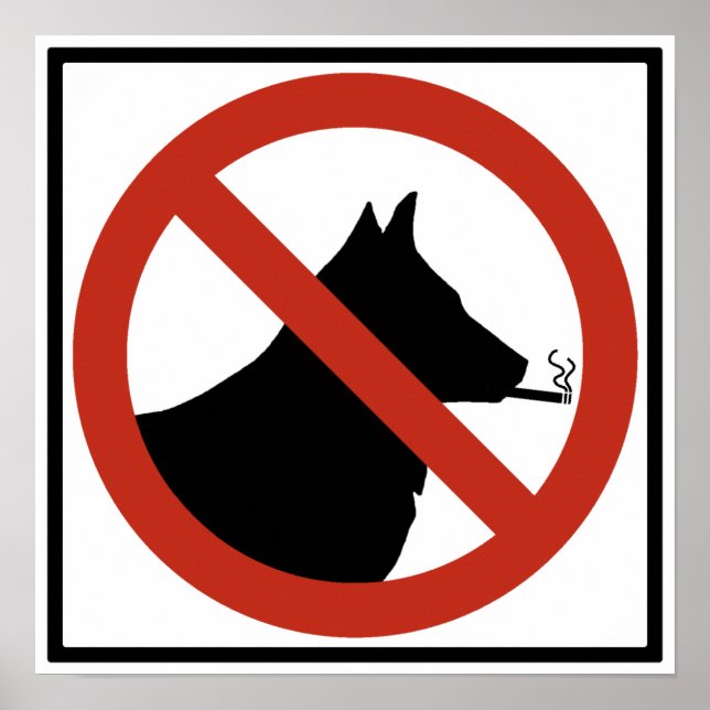 Poster Symbole routier interdit aux chiens fumeurs (Devant)