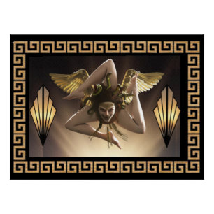 Poster Symbole sicilien de la Méduse (Trinacria) de l'île