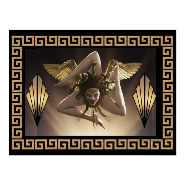 Poster Symbole sicilien de la Méduse (Trinacria) de l'île (Devant)