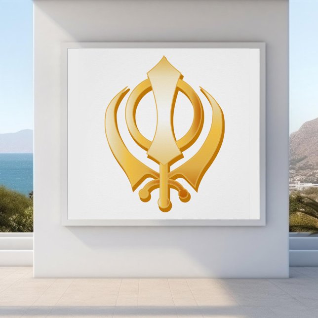 Poster Symbole sikh (Sikh Poster, Gold Khanda, symbol of the Sikh religion. )