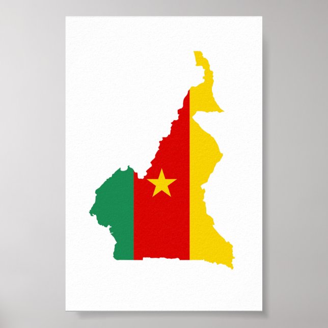 Poster symbole silhouette du drapeau du pays du cameroun (Devant)