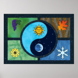 Poster Symbole Sun Moon Yin Yang