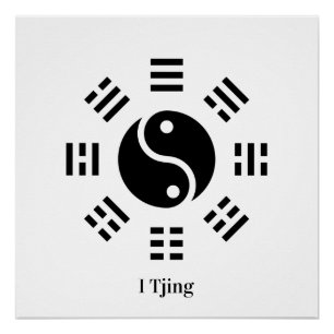 Poster Symbole Yin Yang Ba Gua I Ching - Huit Trigrammes