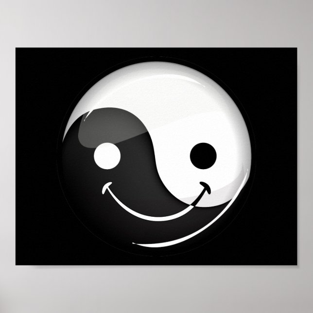 Poster Symbole Yin Yang Yin Yang rond brillant (Devant)