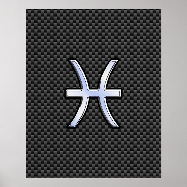 Poster Symbole zodiaque Pisces sur l'impression de fibre  (Devant)