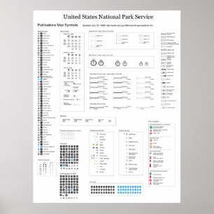 Poster Symboles de carte du service du parc national des