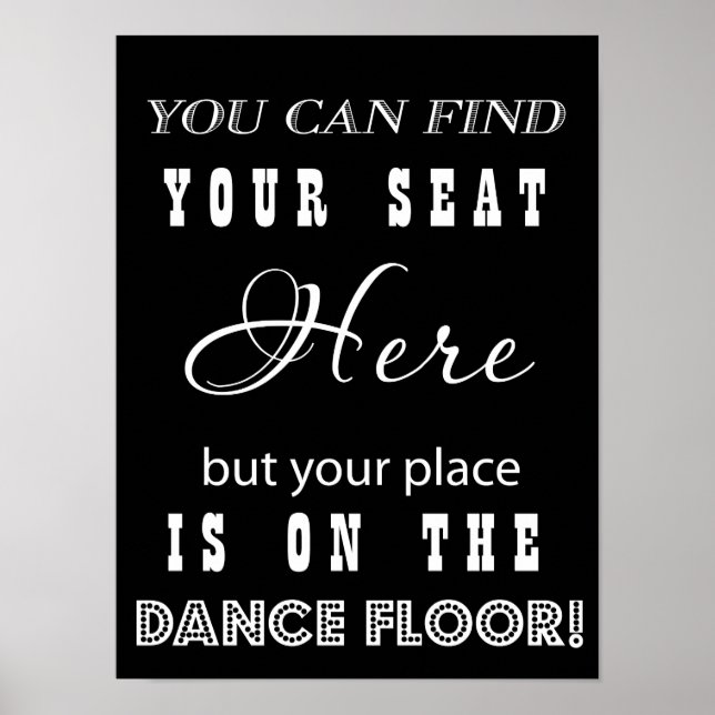 Poster Sympa panneau Mariage réception danse et siège (Devant)