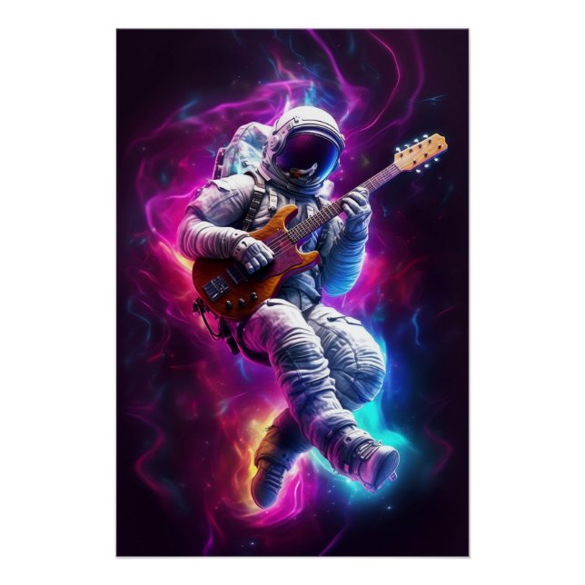 Poster Symphonie du vide | Astronaute de Neon Cyberpunk (Devant)