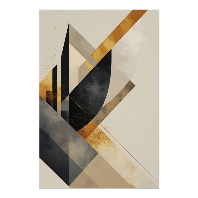 Poster Symphonie Géométrique Dorée (Devant)