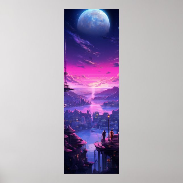 Poster Synthwave de Neon Cityscape Futuriste (Devant)