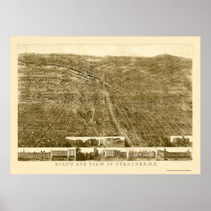 Poster Syracuse, NY Carte panoramique - 1868