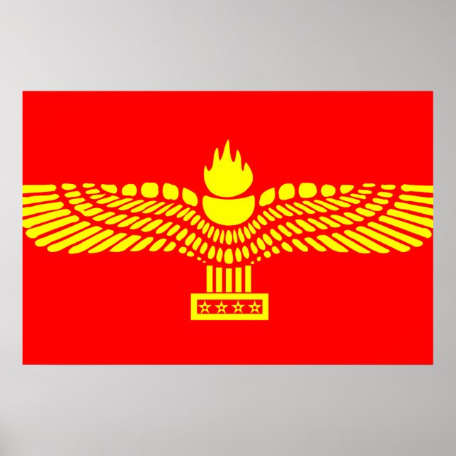 Poster Syriac Aramaic Peuple, drapeau syrien (Devant)