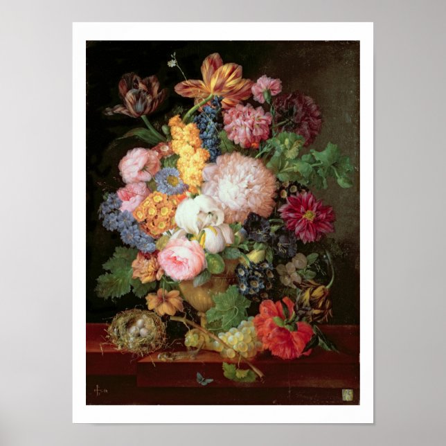 Poster T30763 Une vie morte de fleurs et de fruits (panne (Devant)