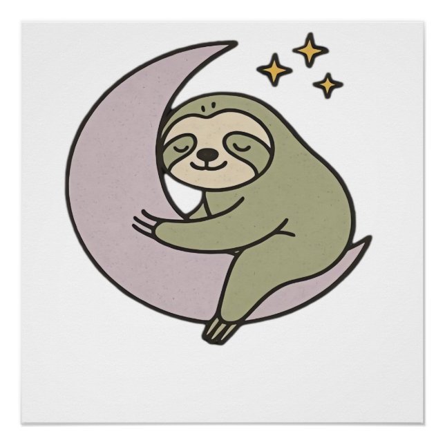 Poster T-Shirt Classique Moon Sloth (Devant)
