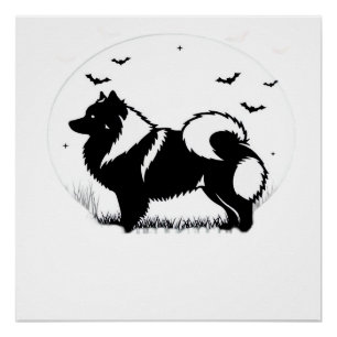 Poster T-shirt classique silhouette de lune d'Halloween K