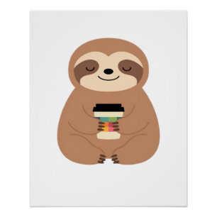 Poster T-shirt classique Sloth Coffee Time
