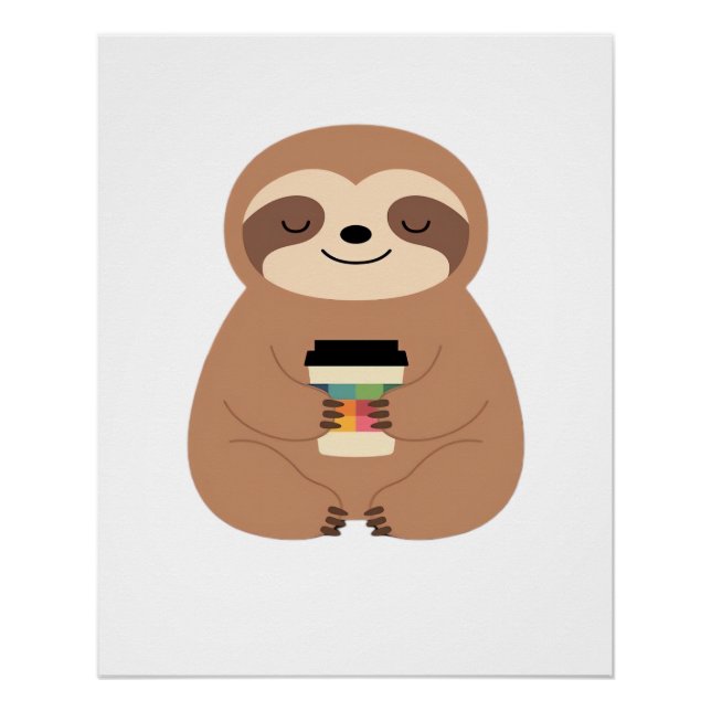 Poster T-shirt classique Sloth Coffee Time (Devant)