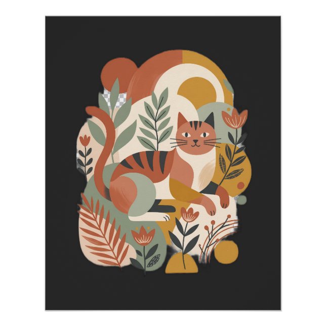 Poster T-Shirt d'art rétro floral boho (Devant)