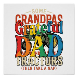 Poster T-shirt de nuit de ferme vintage tracteur grand-pè