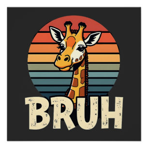Poster T-shirt drôle d'animal girafe visage meme festif N