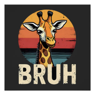 Poster T-shirt drôle d'animal girafe visage meme festif N