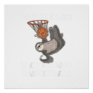 Poster T-shirt drôle de paresseux de basketball, cadeau m