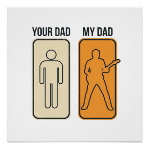 Poster T-shirt drôle papa guitare design vintage gravure_