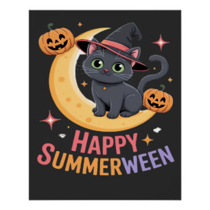 Poster T-shirt essentiel esthétique Halloween chat mignon