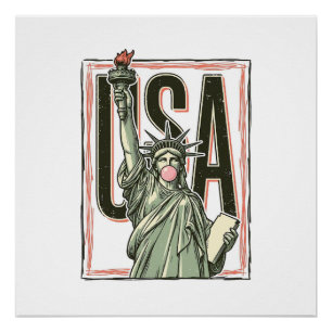 Poster T-shirt graphique bubble gum Statue de la Liberté