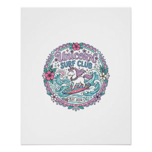Poster T-shirt graphique ludique Unicorn Surf Club_1
