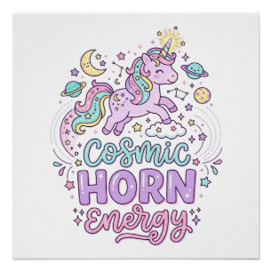 Poster T-shirt graphique pastel mignon énergie corne cosm