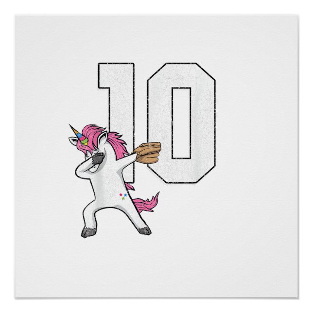 Poster T-Shirt Licorne Dabbing Softball Numéro 10 - Softb (Devant)