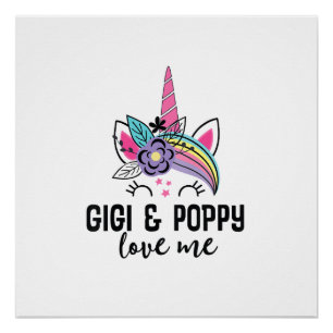 Poster T-shirt Licorne Enfants Mon Gigi et Poppy M'aiment