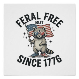 Poster T-shirt patriotique de raton laveur sauvage mais l