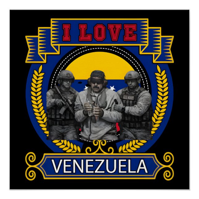Poster T-shirt Venezuela Libre Maduro capturé en direct (Devant)