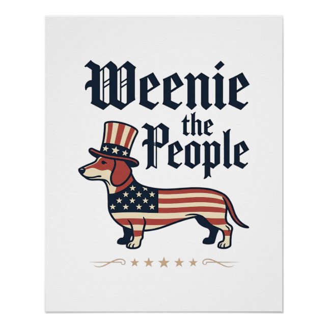 Poster T-Shirt Weenie le Peuple Dachshund Patriotique_1 (Devant)