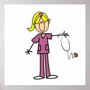 Poster T-shirts Blond Female Stick Figure Nurse