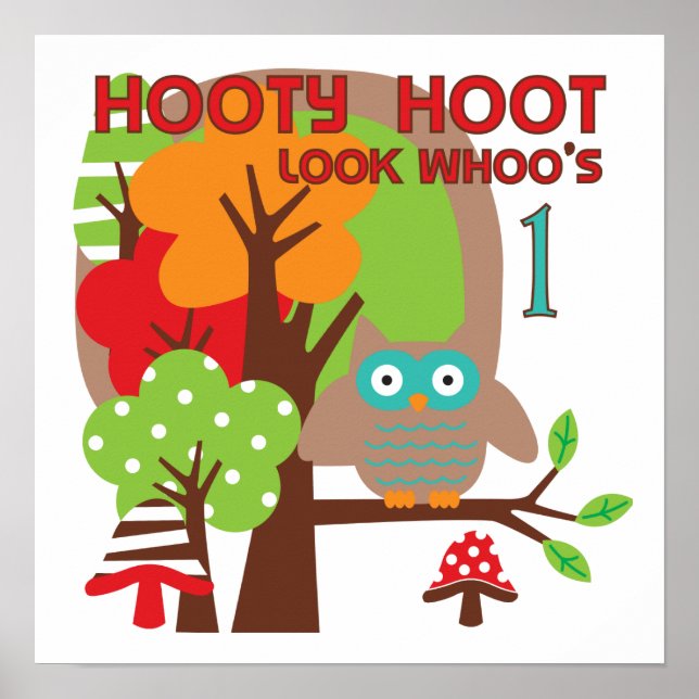Poster T-shirts et cadeaux Owl First Birthday (Devant)