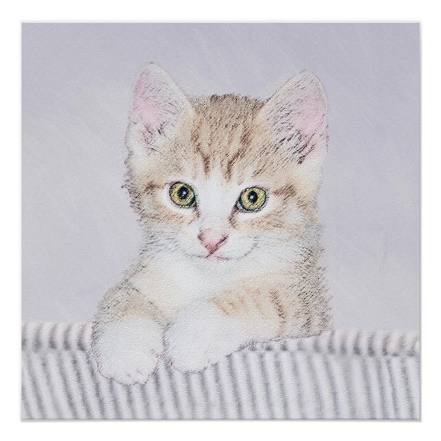 Poster Tabby Orange Kitten Peinture - Art Chat original (Devant)