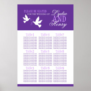 Poster table blanche pourpre mariage plan 1-9