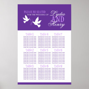 Poster table blanche pourpre mariage plan 1-9