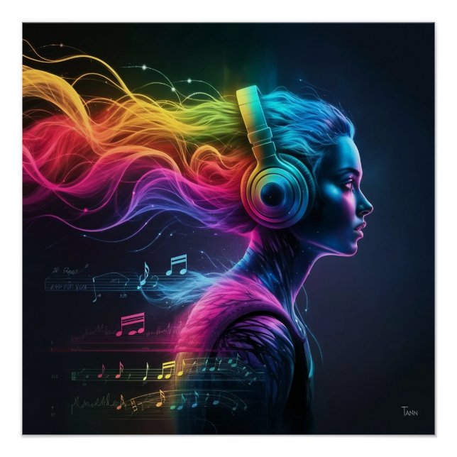 Poster Tableau 3D Vibrant à l'eau avec des Motifs torride (Devant)