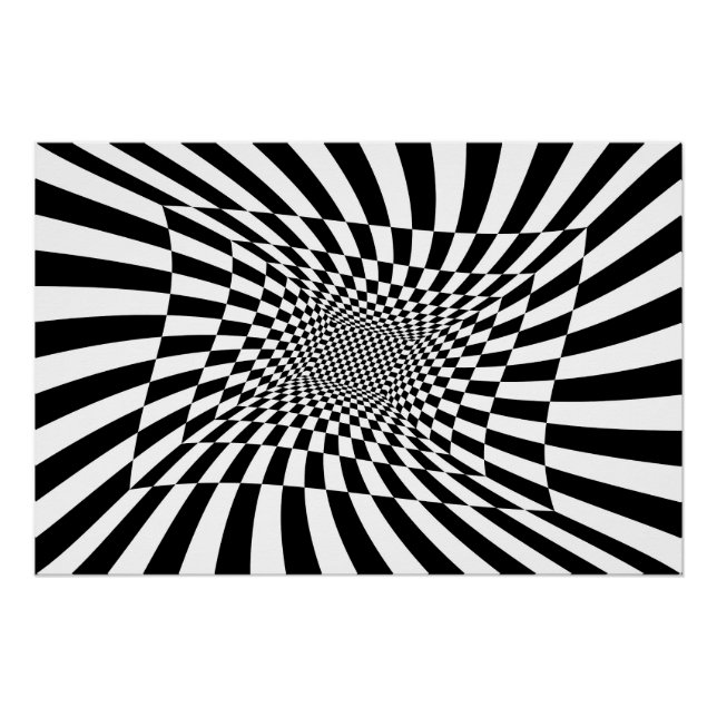 Poster Tableau de contrôle psychédélique noir et blanc (Devant)